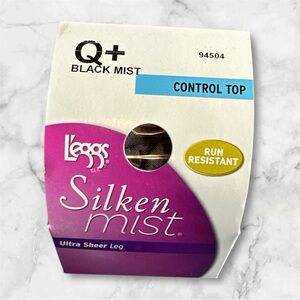 Leggs Silken Mist ultra sheer leg black mist run resistant size Q+ control top